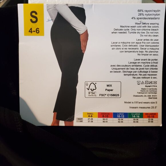 Felina Womens Black Pull-On Pants With Tummy Control Panel Smoothing Fit Size S - Picture 6 of 9